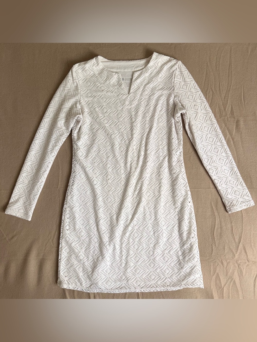 Coolibar White Crochet Long Sleeve Dress Cover Up UPF 50+ Women’s XS